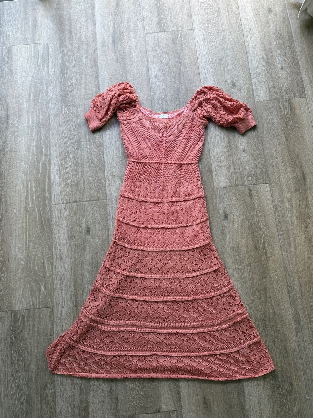 NWT Koko + Mason Women's Pink Crochet Midi Dress - Size Large